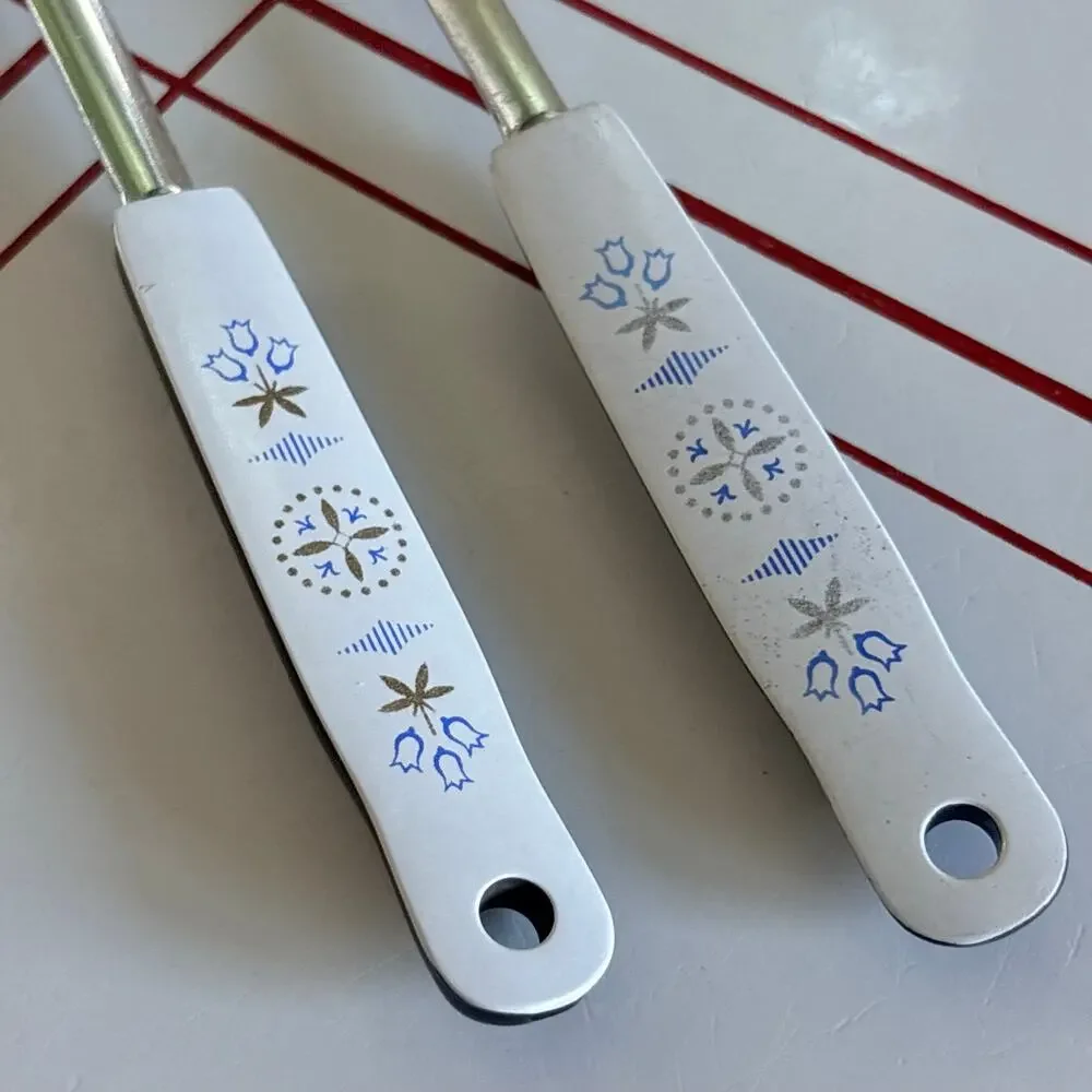 Vintage EKCO USA Ladle & Meat Fork Set Floral Handles